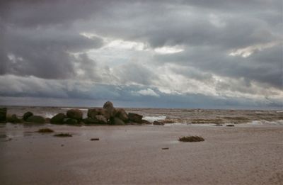 Scenic view of beach against sky