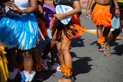 People dressed as indigenous people are seen during the fuzue pre-carnival performance 