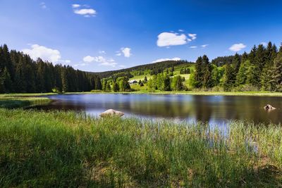 Scenic view of lake against sky