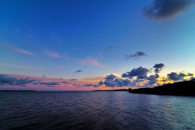 Scenic view of sea against cloudy sky