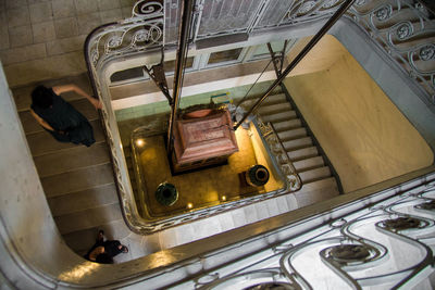 High angle view of spiral staircase