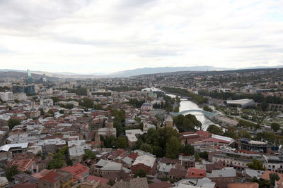 High angle view of townscape against sky