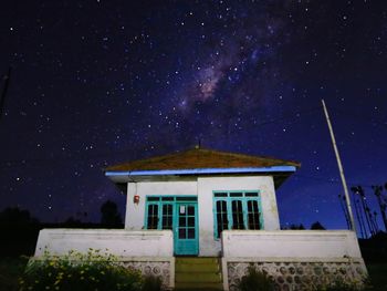 Low angle view of building against sky at night