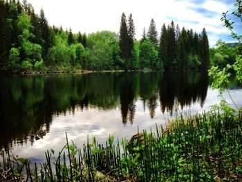 Scenic view of lake against sky