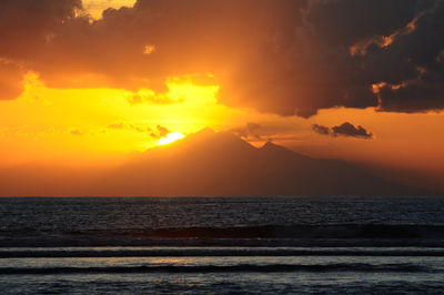 Dramatic sky over sea during sunset