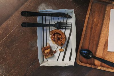 High angle view of food on table