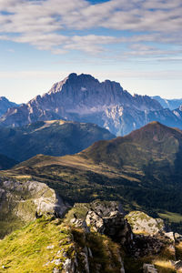 Scenic view of mountains against sky