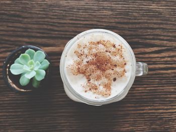 High angle view of coffee on table