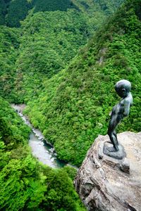 View of statue amidst rocks