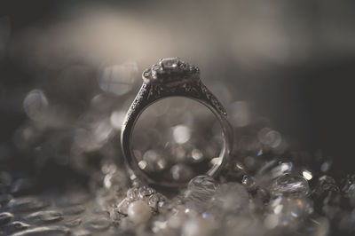 Close-up of ring on table