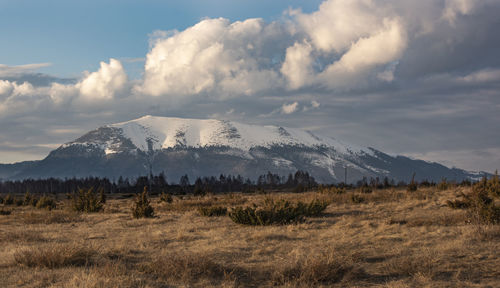 Scenic view of mountains against sky