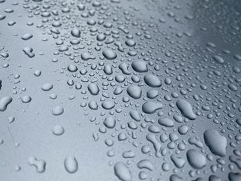 Close-up of raindrops on glass window