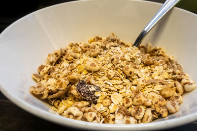 Close-up of breakfast served on table