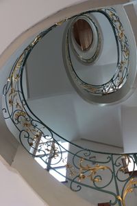 Low angle view of spiral staircase of building