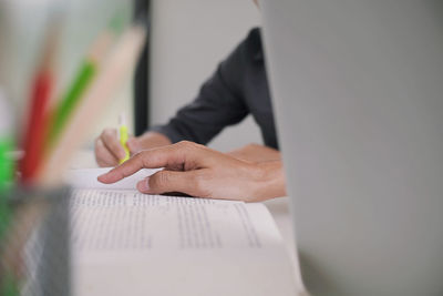 Business people discussing documents