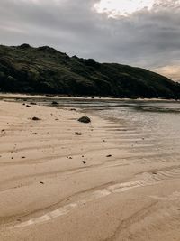 Scenic view of beach against sky