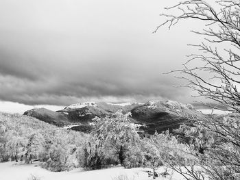 Scenic view of frozen landscape against sky