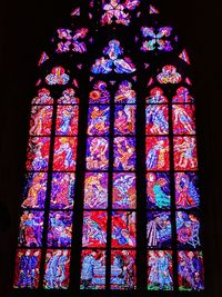 Low angle view of stained glass window