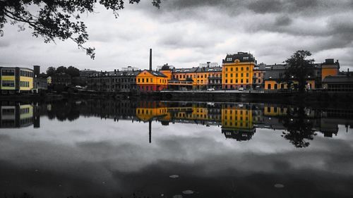 Reflection of buildings in water