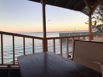 Scenic view of sea against clear sky during sunset