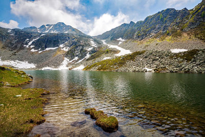 Scenic view of lake against mountains