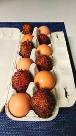 High angle view of fruits on table