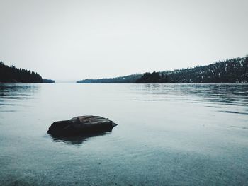 Scenic view of lake against clear sky