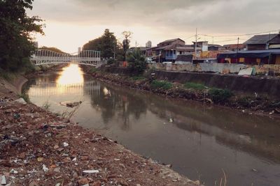 View of river with buildings in background