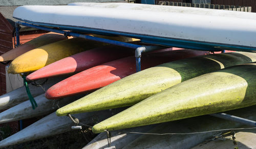 Close-up of fresh green boats in water