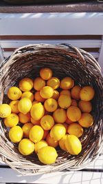 High angle view of fruits in basket
