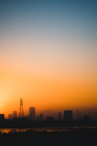 Scenic view of sea against clear sky during sunset