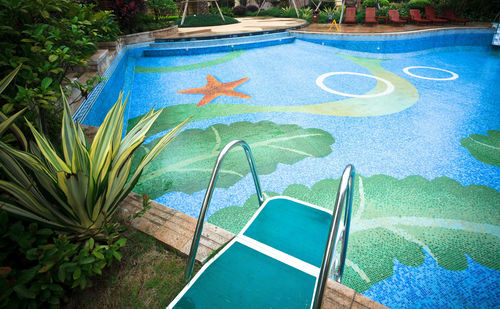 High angle view of swimming pool