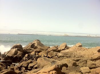 Scenic view of sea against clear sky