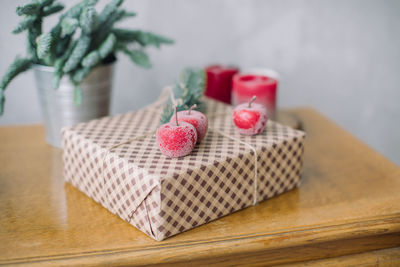 Close-up of strawberry on table