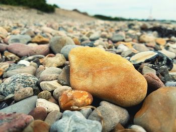 Close-up of pebbles on beach