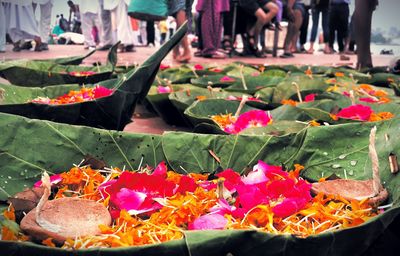 Full frame of flowers in market