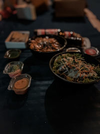 High angle view of food on table