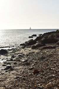 Scenic view of sea against clear sky