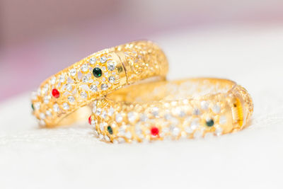 Close-up of crab on table against white background