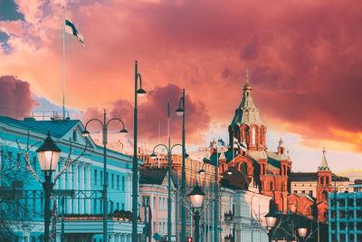 Low angle view of buildings in city