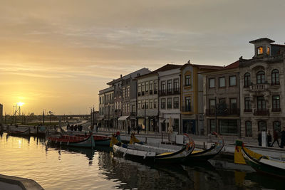 Boats moored at harbor