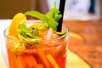 Close-up of drink on table