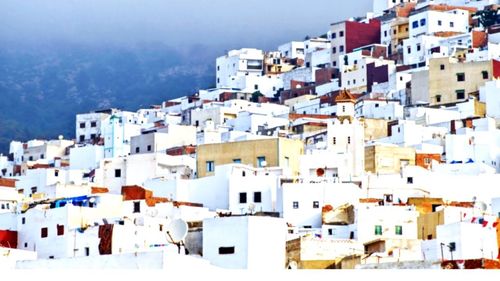 High angle view of townscape against sky