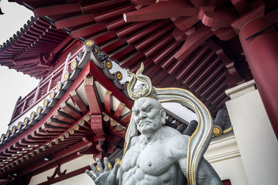Low angle view of statue against building