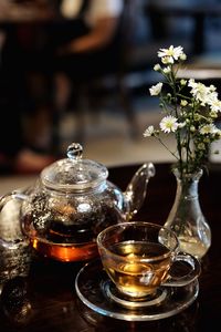 Close-up of tea served on table