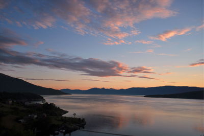 Scenic view of lake at sunset