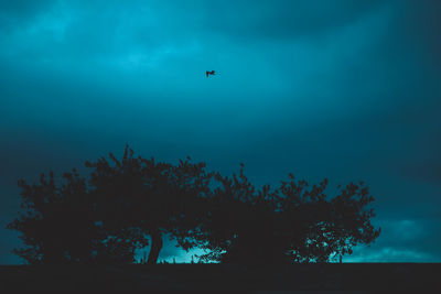 Low angle view of silhouette tree against sky