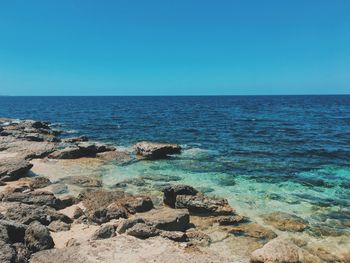 Scenic view of sea against clear sky