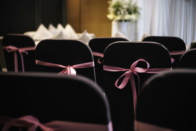 Close-up of empty chairs