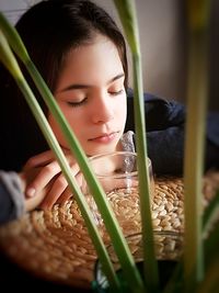 Close-up of girl looking away